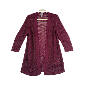 Chico's Women's 3/4 Sleeve Open Front Cardigan Sweater Red Size 1